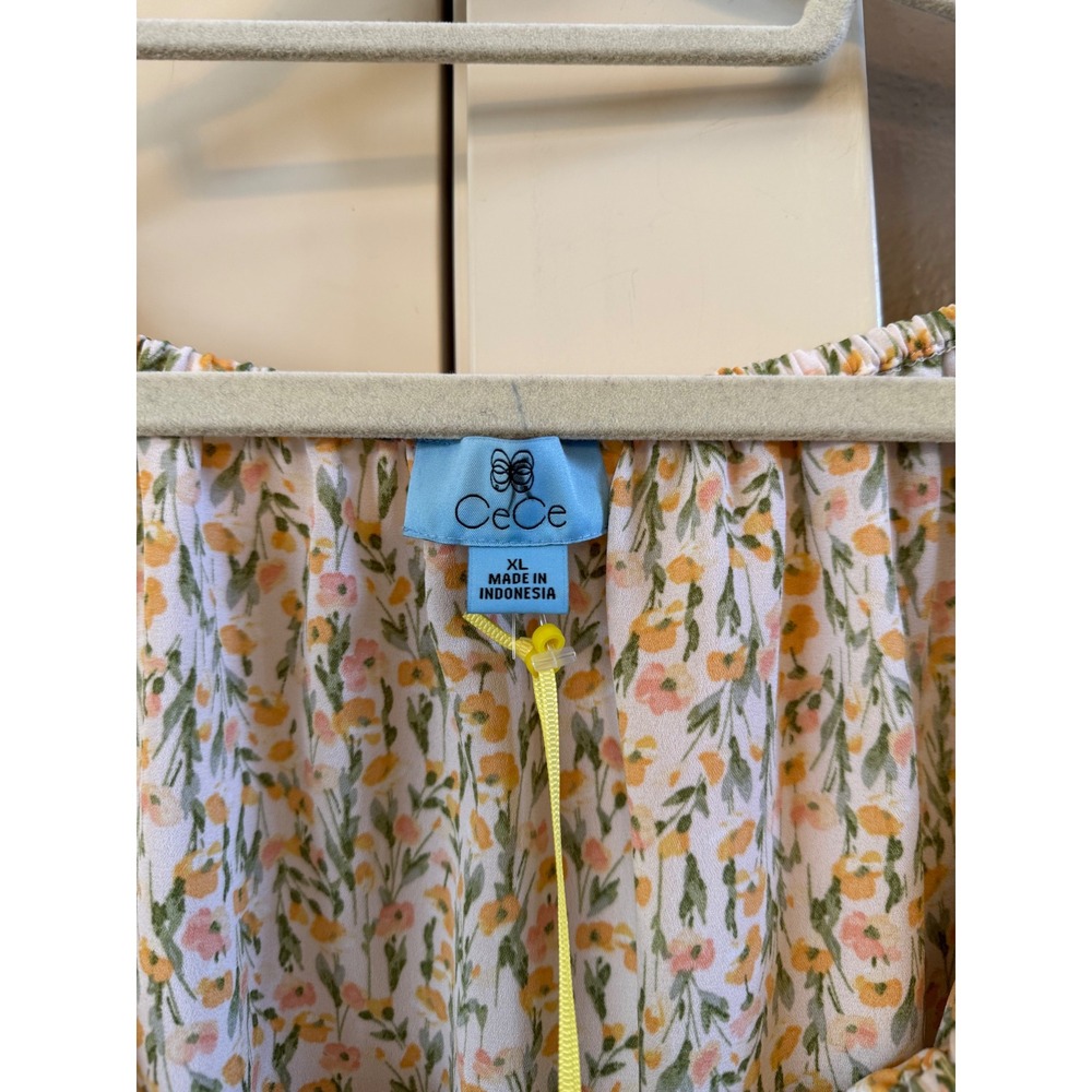 CeCe Women's Flowy Lightweight NWT Floral Print Summery Split Sleeve Blouse XL - Picture 7 of 13